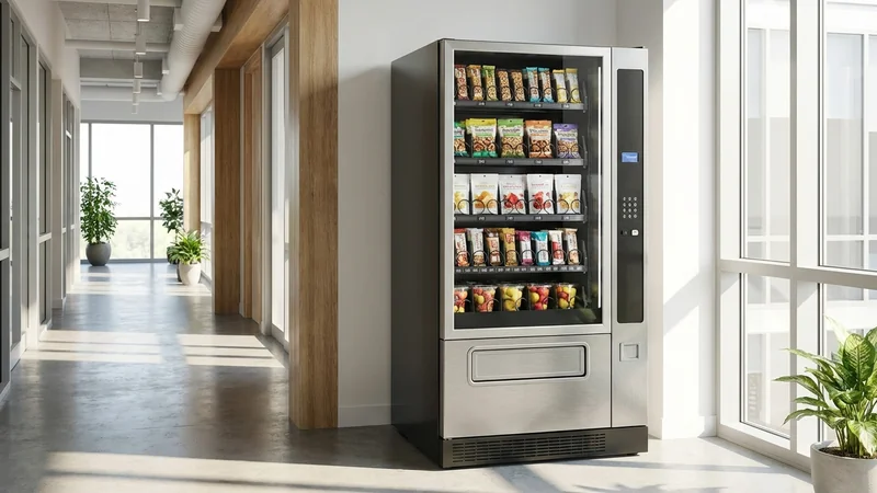 Moderner Snackautomat mit gesundem Sortiment im Büro