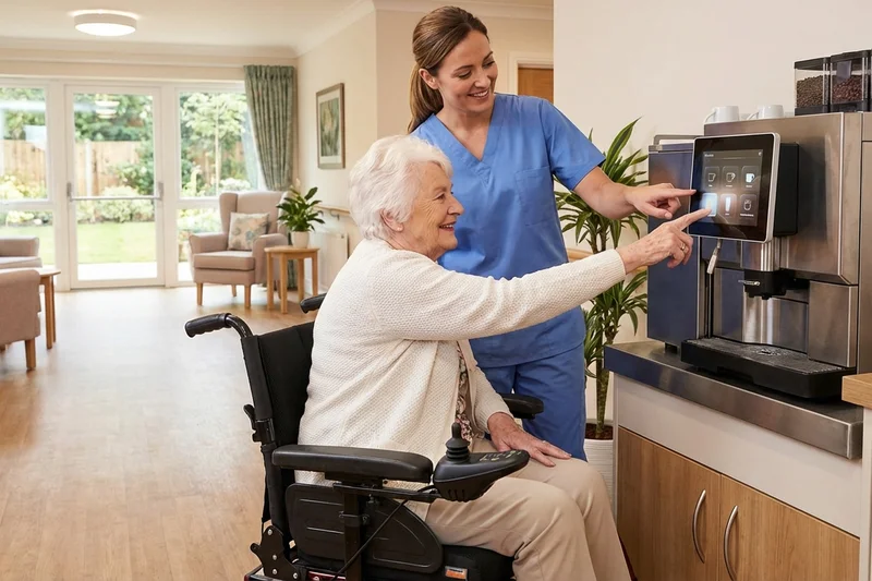 Barrierefreie Bedienung der Kaffeemaschine im Seniorenheim