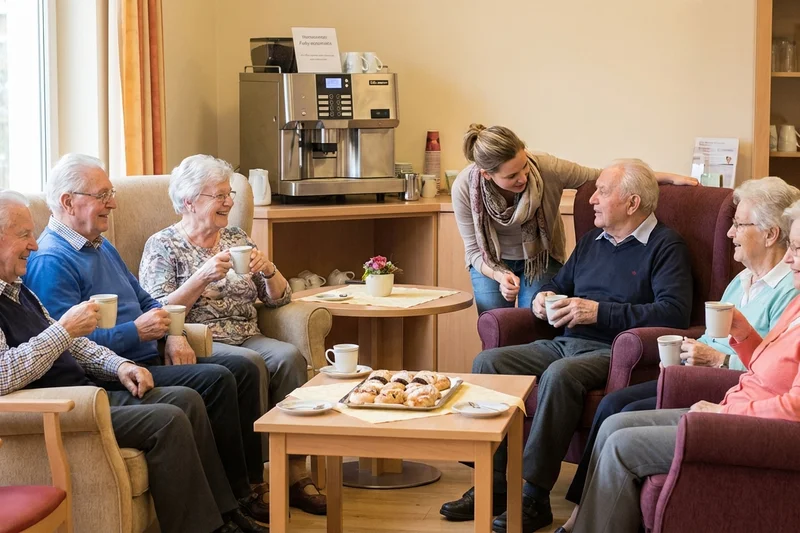 Gemeinsames Kaffeetrinken im Aufenthaltsraum