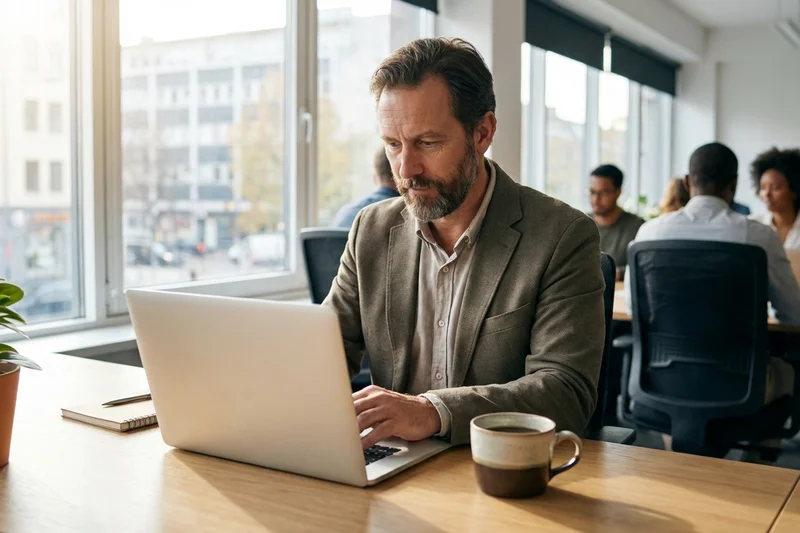 Konzentriertes Arbeiten mit Kaffee