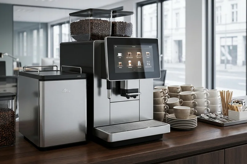 Vollständiger Kaffee-Aufstellort mit allem Zubehör