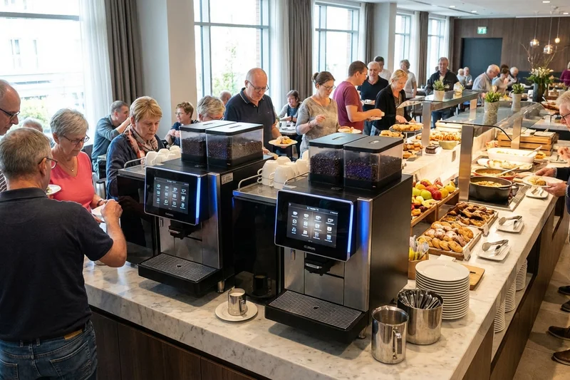 Kaffeevollautomaten am Hotel-Frühstücksbuffet