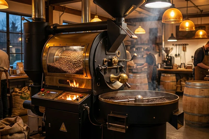 Traditionelle Trommelröstung in Aktion