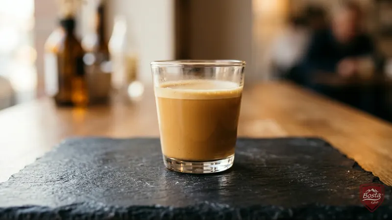 Caffè Crema im Glas mit heller dünner Crema