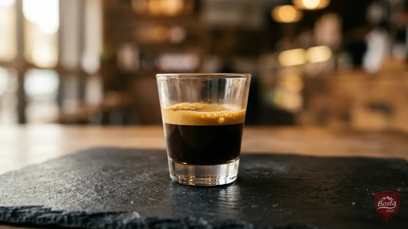 Espresso mit goldbrauner Crema im Glas