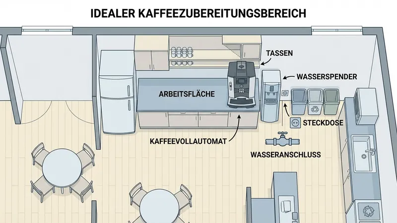 Optimale Kaffeestation im Büro mit Wasserspender