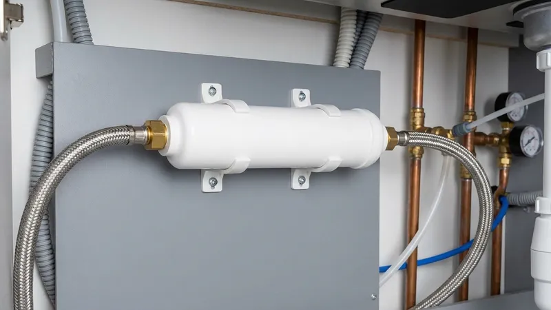 Wasserfilter wird zwischen Wasserleitung und Kaffeemaschine installiert