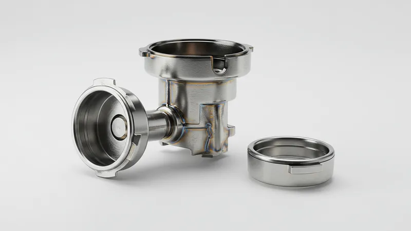 Brühgruppe eines Kaffeevollautomaten aus Edelstahl