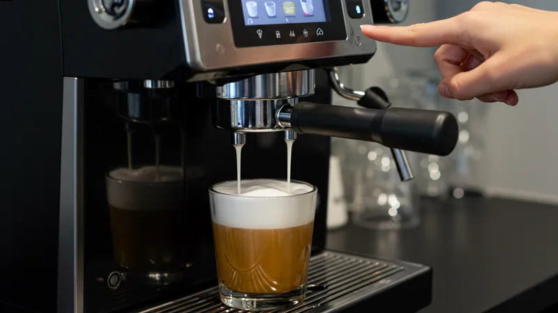 Milch wird mit Dampflanze aufgeschäumt