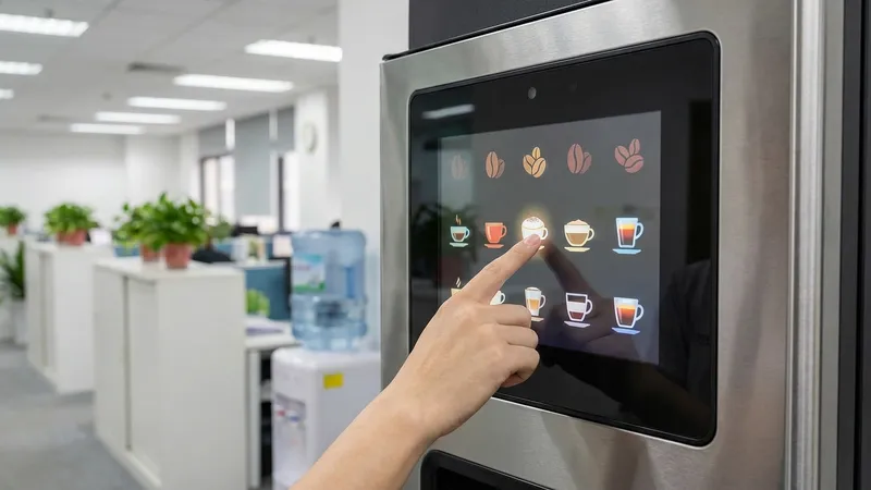 Touchscreen-Auswahl am Kaffeevollautomaten