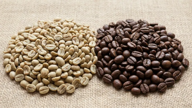 Arabica und Robusta Kaffeebohnen im Vergleich