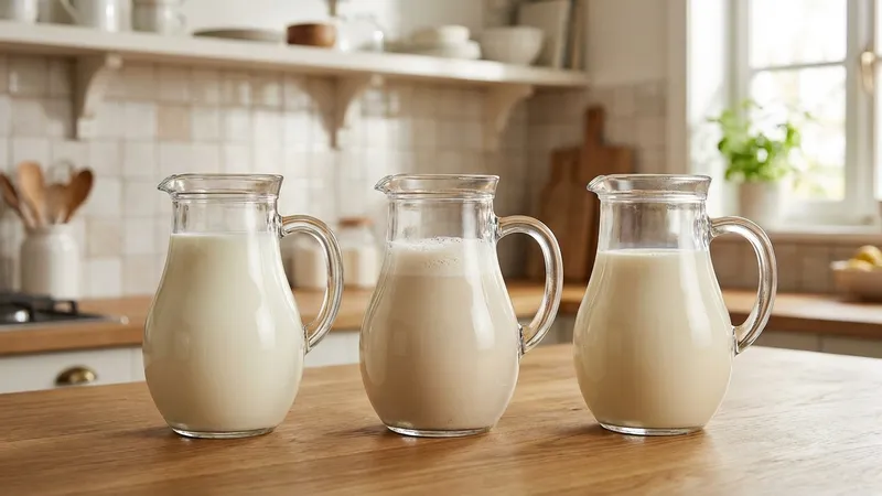 Verschiedene Milchsorten im Vergleich – Vollmilch, Hafermilch Barista und Sojamilch