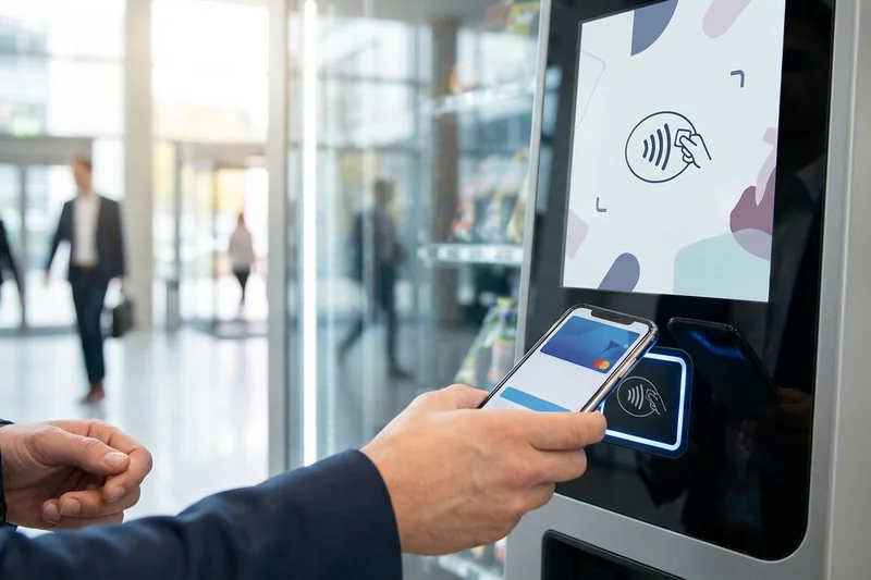 Kontaktloses Bezahlen am Snackautomaten mit Smartphone oder Karte