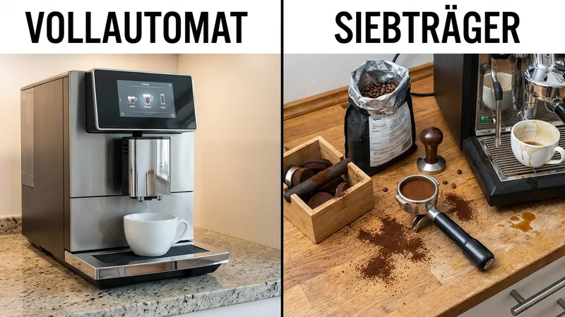 Vergleich: Aufgeräumter Vollautomat vs. unordentliche Siebträger-Station