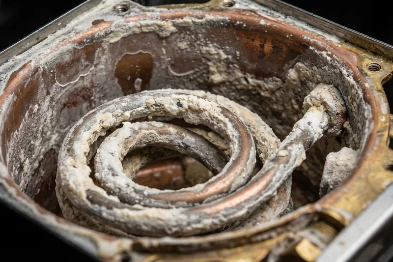 Kalkablagerungen im Boiler einer Kaffeemaschine – das Problem mit hartem Wasser