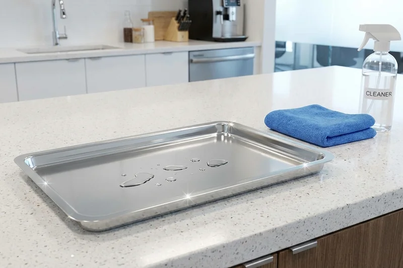 Mitarbeiterin reinigt die Auffangschale eines Wasserspenders – einfache tägliche Pflege